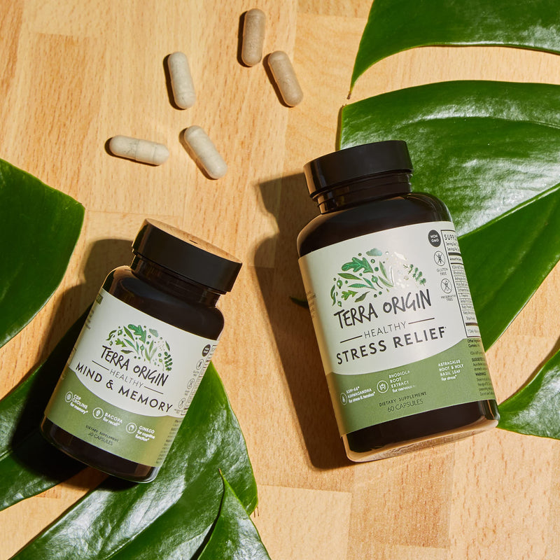 [Australia] - TERRA ORIGIN Healthy Stress Relief Capsules | 60 Capsules | Rhodiola Extract, Astragalus Root, Holy Basil and KSM-66 Organic Ashwagandha 