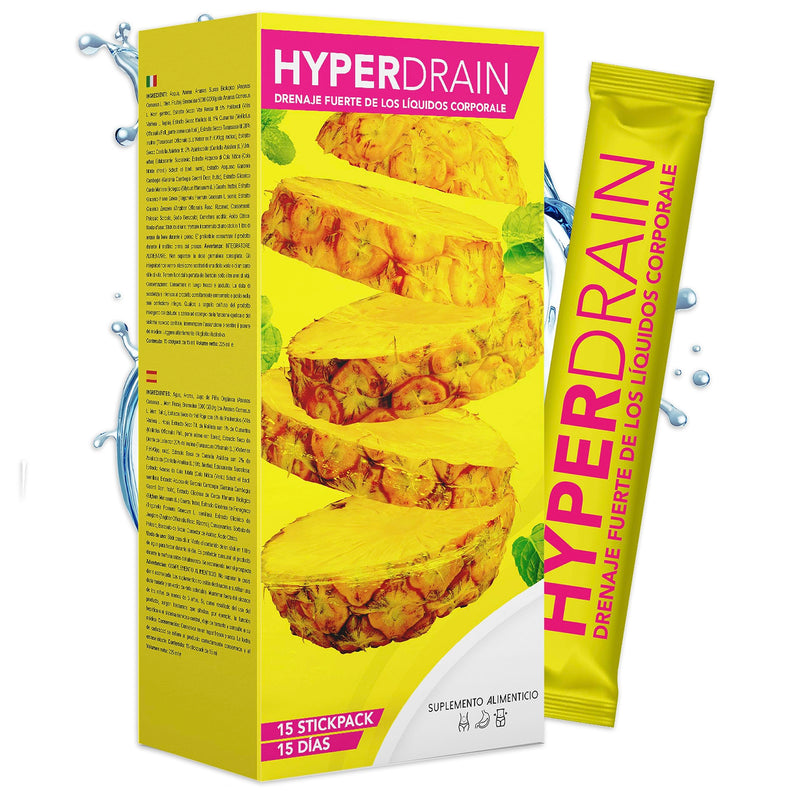 [Australia] - HYPERDRAIN® Bromelain 5000 GDU/g - 15 liquid stick packs | Lose Weight Fast Fat Burner | Bromelain high dose | Extra strong and concentrated detox formula with pineapple juice and milk thistle 