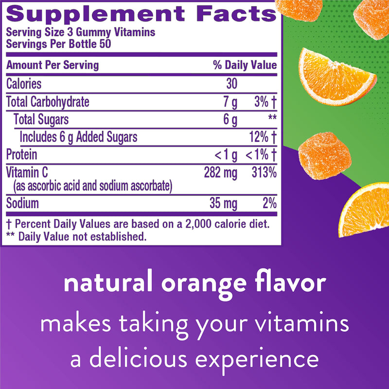 Vitafusion Extra Strength Vitamin D3 Gummy & Power C Vitamin C Gummies for Immune Support, Orange Flavored, 282 mg Vitamin C, America’s Number 1 Gummy Vitamin Brand, 50 Day Supply, 150 Count