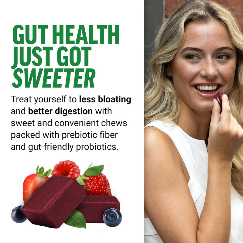 Force Factor Smarter Greens Superfood Chews to Support Gut Health | Reduce Bloating and Support Digestion with Probiotics, Antioxidants, and Fiber, Summer Berry, 120 Soft Chews, 2-Pack 60 Count (Pack of 2)