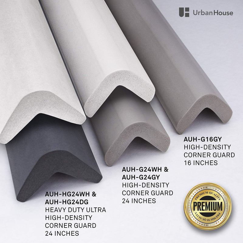[Australia] - urbanhouse (2-Pack High-Density Corner Guard Edge Protector & Bumper for Parking Garages, Workshops, Baby Proofing Walls and Furniture - Neutral Grey, 24 Inches. 24" - Gray 