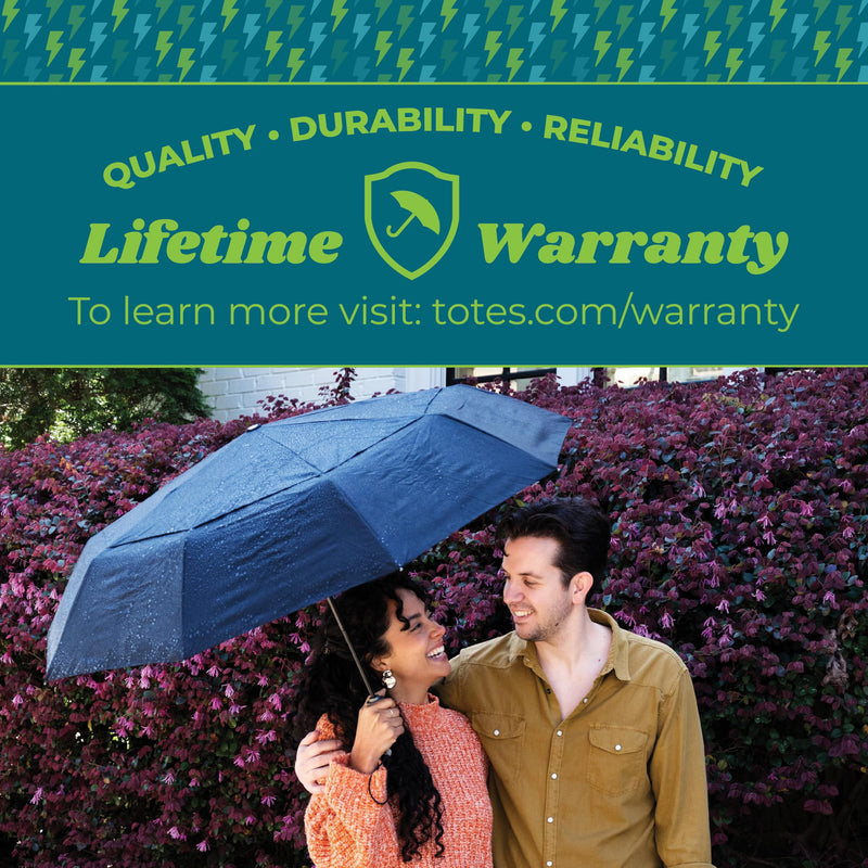 Totes Auto Open/Close Windproof Ultimate Compact Umbrella with UV and Water Repellent Protection Black 47" Canopy