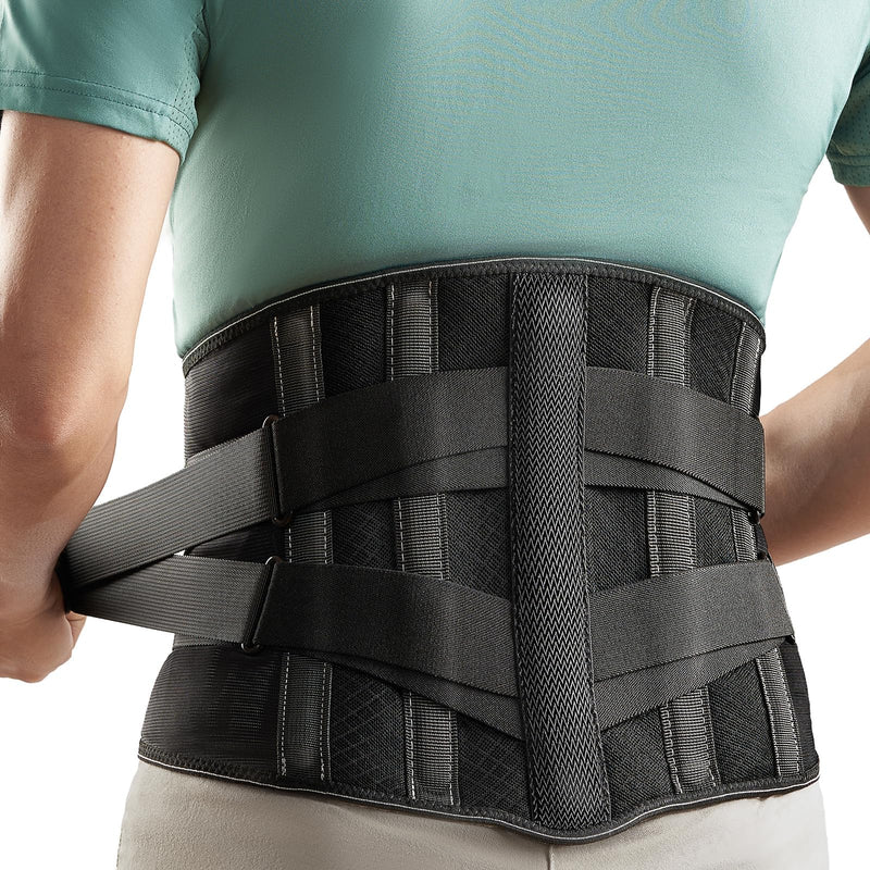 [Australia] - Back Brace for Lower Back Pain Relief Men Women, Immediate Relief from Sciatica, Herniated Disc, Scoliosis, Breathable Back Support Brace with 3D Lumbar Support Pad for Home & Lifting At Work Large Black 