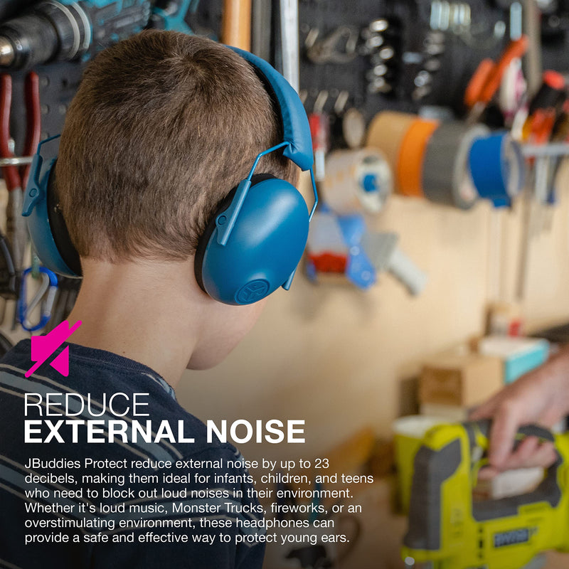 [Australia] - JLab JBuddies Protect Earmuffs, Adjustable Headband for Infants to Teens, Hearing Protection Navy Blue 