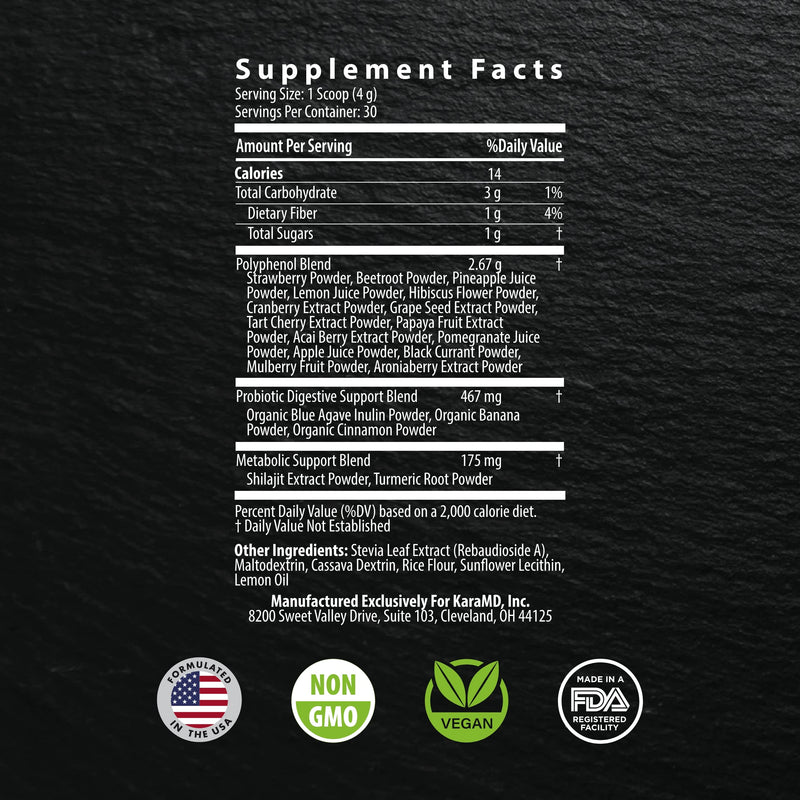 [Australia] - KaraMD Revive Reds - Superfood Powder Supplement for Inflammation & Natural Energy - with Shilajit, Antioxidants & Polyphenols - Mixed Berry Flavor - 30 Concentrated Drink Mix Servings 