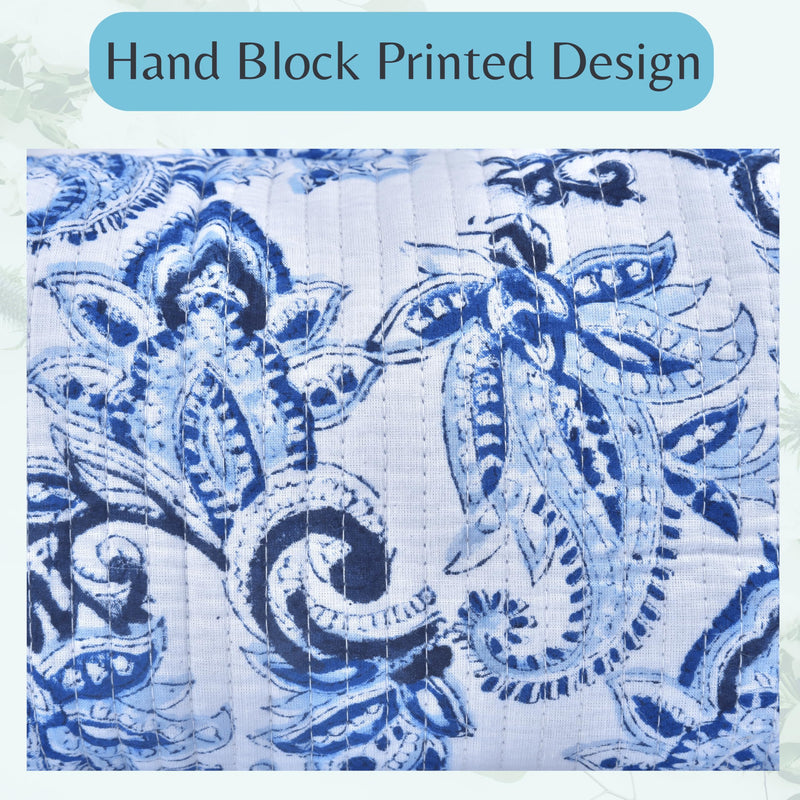 Quilted Floral Block Print Makeup Bag Set of 3 – Cotton Travel Toiletry and Makeup Organizer, Cosmetic Pouch, Toiletry Bag for Women, Cute Boho Coquette Make Up Bags for Women (Small, Medium, Large)