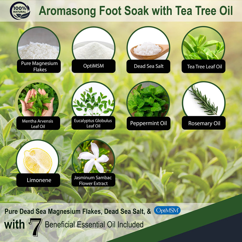 [Australia] - Aromasong Tea Tree Foot Soak with Magnesium Flakes and Dead Sea Foot Soaking Salts - Pedicure Tea Tree oil foot Soak for Dry Cracked Feet-Athlete's Callus Remover- Eliminates Odor- Packaging may vary 3 Pound (Pack of 1) 