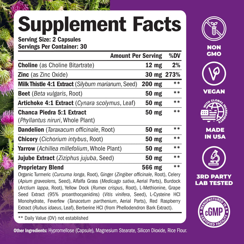 Liver Health + Men's Multivitamin Bundle. Liver Cleanse & Detox - Artichoke, Milk Thistle, Ginger, Celery. Vitamins for Men - Immune Support, Energy & Antioxidant Supplement