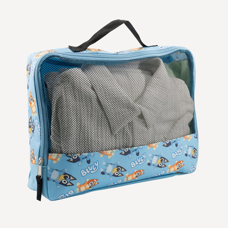 Fast Forward Bluey 3-Piece Packing Cube Set | Bluey & Bingo Travel Accessories | Luggage Organizer for Kids | Space-Saving, Durable, Easy-to-Clean Polyester Packing Cubes