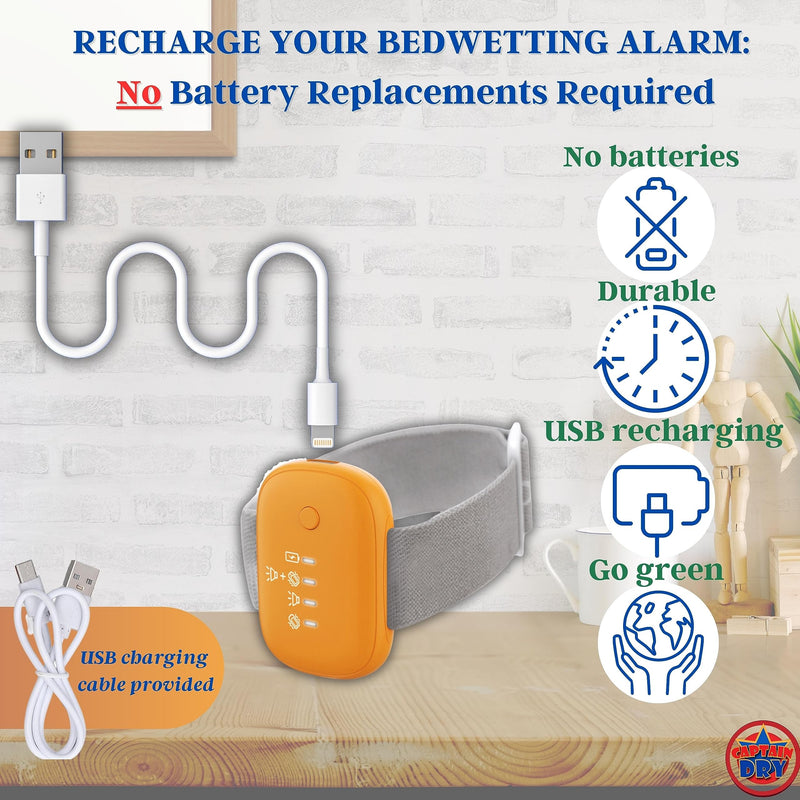 [Australia] - Bedwetting Alarm Rechargable for Boys and Girls Potty Training Older Children Pee Alarm Potty Timer Bedwetting Monitor Sensor Deep Sleepers Turn Move During Sleep Loud Sound Three Modes 