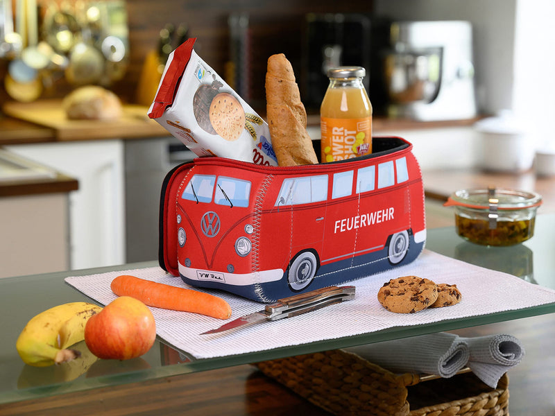 BRISA VW Collection - T1 Bus Camper Toiletry Bag Cosmetic Case | Volkswagen Toiletry Bag Cosmetic Case, Water-Repellent, Hanging Hook, 4 Mesh Pockets, Travel, Neoprene, Fire Engine/Red Large Large (11.8 X 5.5 X 4.7 Inches)