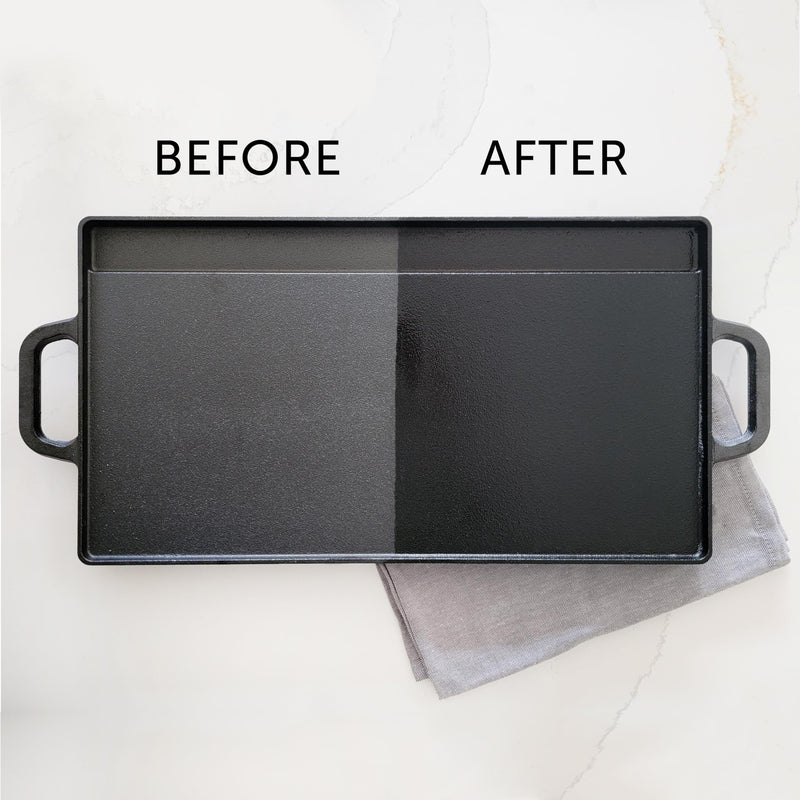 [Australia] - CARON & DOUCET - 100% Plant-Based Cast Iron Cleaning Set: Seasoning Oil & Soap for Washing, Restoring & Seasoning Skillets, Pans & Grills! 8 Fl Oz (Pack of 2) 