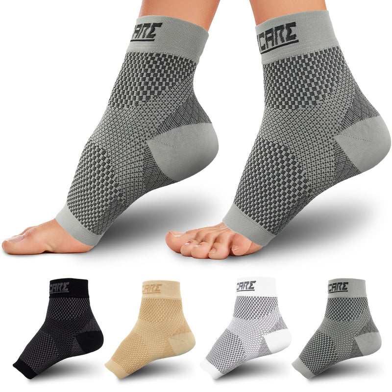 Compression Socks for Women & Men Open Toe (2 Pairs) - Best Ankle Compression Sleeve for Swelling, Achilles Tendonitis, Heel Pain & Plantar Fasciitis Relief, Gray, Medium 2pairs-Gray