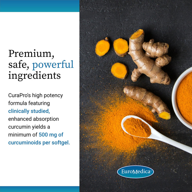 [Australia] - EuroMedica CuraPro - Antioxidant Supplement for Brain & Cardiovascular Health Support - Herbal Supplement with Curcumin - Dietary Immune Support Supplement - 60 Softgels 