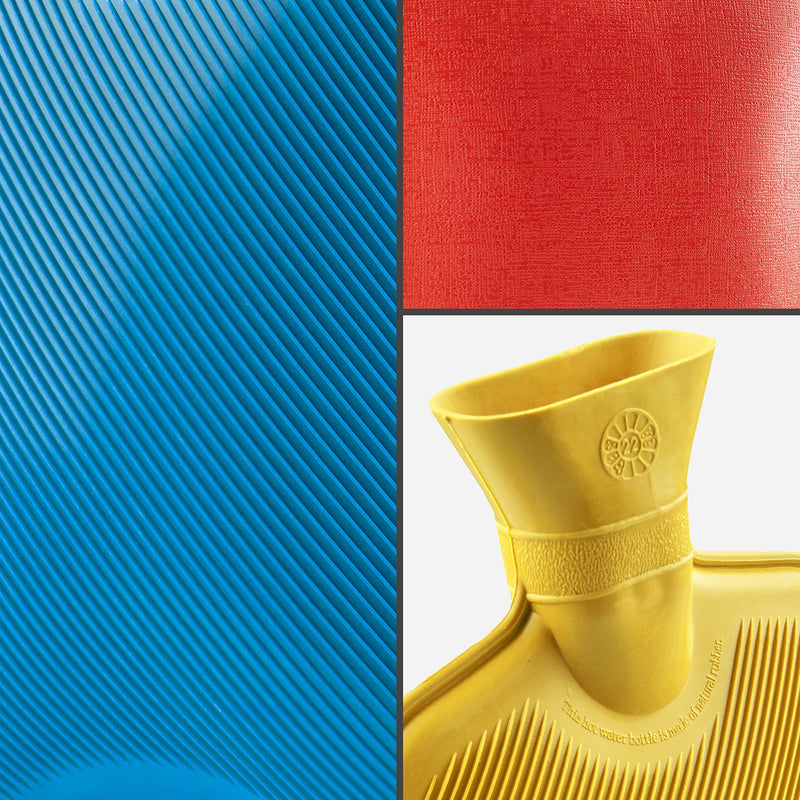 [Australia] - Hot Water Bottle Without Cover, Pack of 2 and 3 Hot Water Bottles Large 1.8L Rubber, Hot Water Bottle Robust and Durable Made of Natural Rubber, Bed Bottle for Children and Adults (Blue/Red/Yellow, 3 Pack) Blue/Red/Yellow 