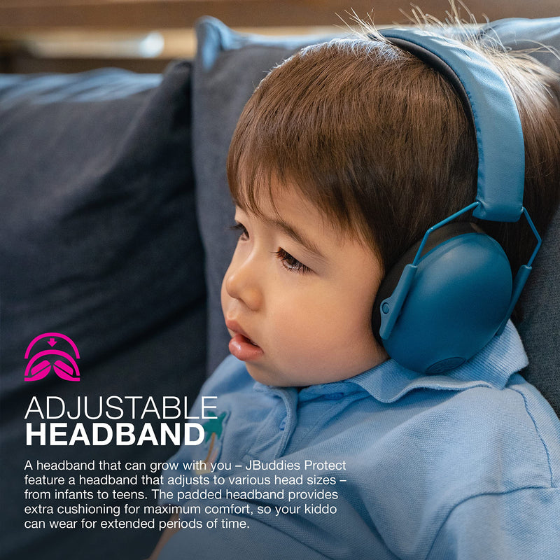 [Australia] - JLab JBuddies Protect Earmuffs, Adjustable Headband for Infants to Teens, Hearing Protection Navy Blue 