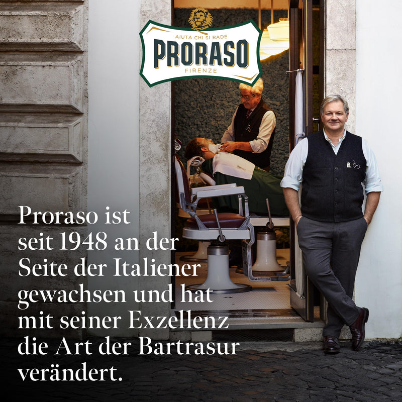 [Australia] - Proraso Professional Shaving Mug, Shaving Bowl with Handle, 300ml Capacity, Traditional Soap Dish for Shaving Cream in Classic Green, Made in Italy 