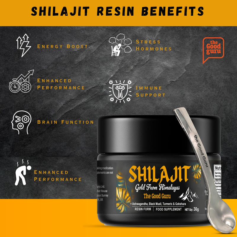 Shilajit 30g | 500 mg -with Ashwagandha, Black Musli, Turmeric & Gokshura - Original Gold from Himalayan Shilajit |100% Pure Resin Shilajit Shilajit | Vegan-Friendly Gold Shilajit