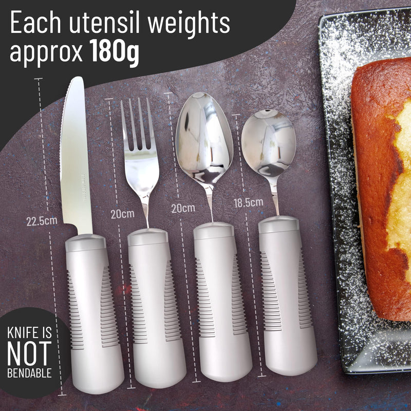 iMedic Weighted Bendable Cutlery for Disabled Hands (The Knife Does Not Bend) - Disabled Cutlery for Adults Suffering from Parkinson's and Tremors - 1 Set Grey