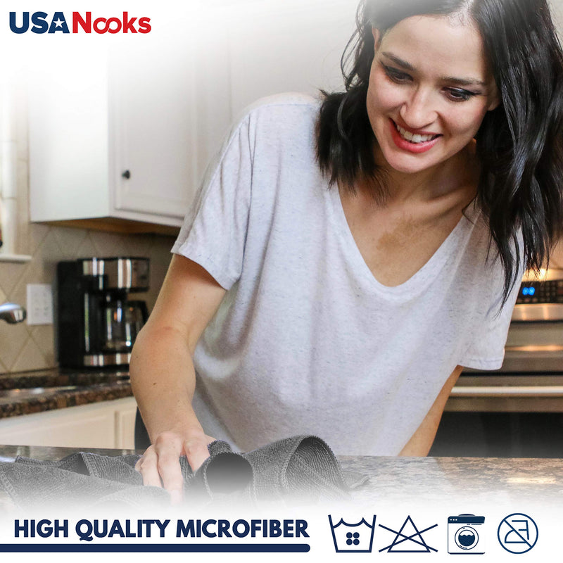 [Australia] - Microfiber Cleaning Cloth - 12Pcs 12.5x12.5 inch High Performance - 1200 Washes, Ultra Absorbent Microfiber Towels for Cars Weave Grime & Liquid for Streak-Free Mirror Shine-Microfiber Cloth Black 