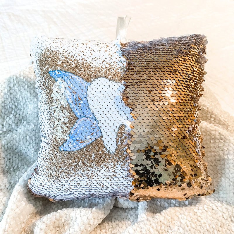 [Australia] - Tooth Fairy Pillow Kit for Girls and Boys - Tooth Fairy Evidence Kit with Tooth Fairy Bag - Multi Color Reversible Sequin and Large Pocket - Tooth Pillow with Letter & 2 Customizable Certificates Rose/Champagne 