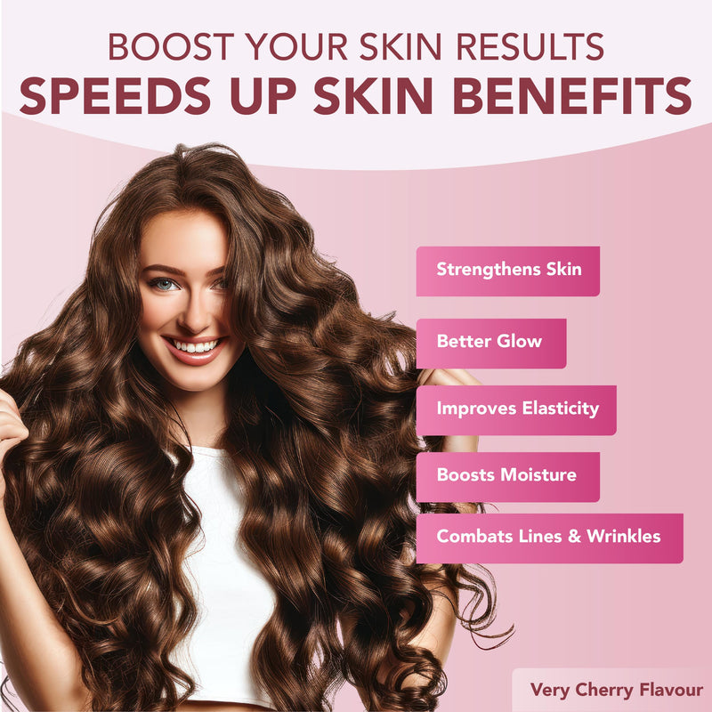 Reverse Life - Limited Edition Very Cherry Skin Booster - 5,000mg Hydrolysed Collagen with Biotin, Vitamin C, B12 & Folic Acid - 30-Day Dose - Collagen Supplements - 450ml 30 Day Supply