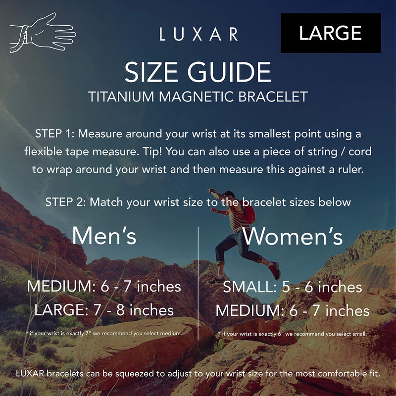 [Australia] - LUXAR Men's/Women's Magnetic Therapy Bracelet | Solid Titanium or Solid Copper | Sophisticated Solid Titanium Bangle with Rare-Earth Neodymium Magnets Large Gunmetal Gray [Men's] 