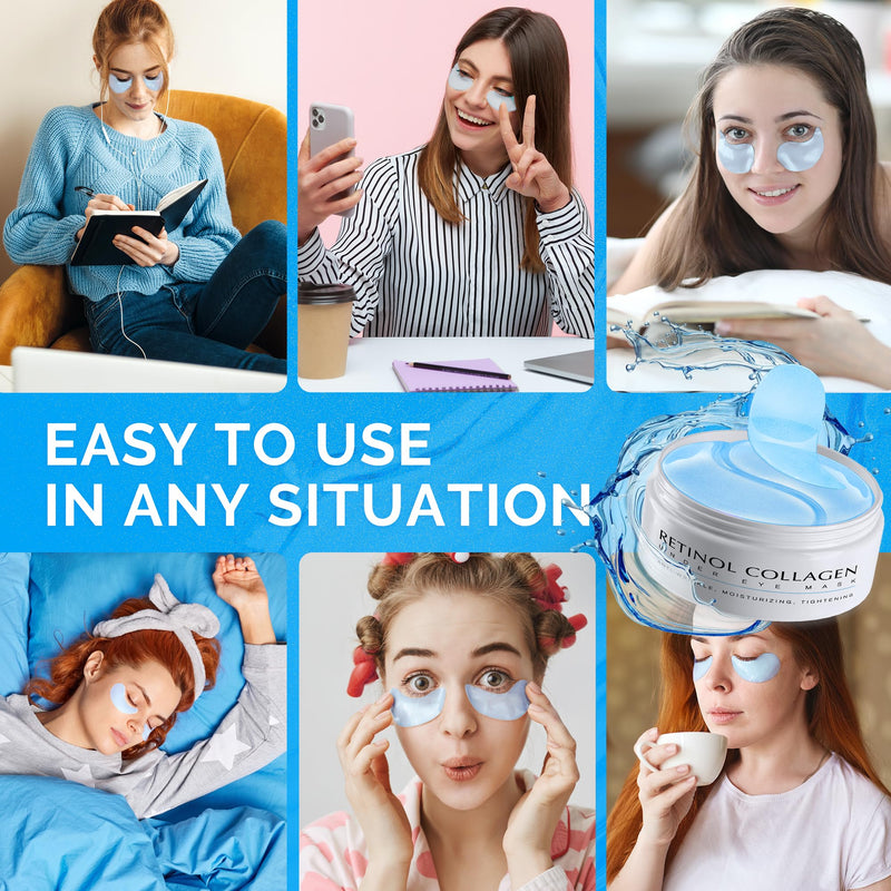 [Australia] - Enaskin Naturals Under Eye Patches for Dark Circles: 30 Pairs Retinol Collagen Eye Gels Mask - Reduce Wrinkles Puffy & Bags - Skin Treatment Pads - Anti Aging Moisturizer For Women (Blue) Blue 