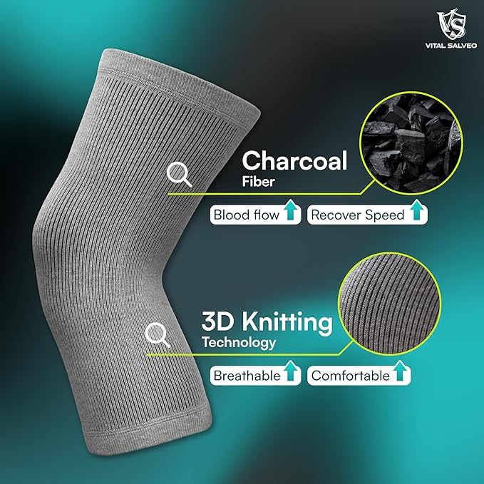 [Australia] - Thermal Knit Knee Warmer Arthritic Knee Sleeve Stretchy Night Knee Wrap Pad Brace Support Band -Knee Pain Relief-Warming Knees Sleeves- Best for Yoga, Running, Training, Cycling, Walking, Sleep Grey L (width 12-13CM, suggest weight 60kg-85kg) 