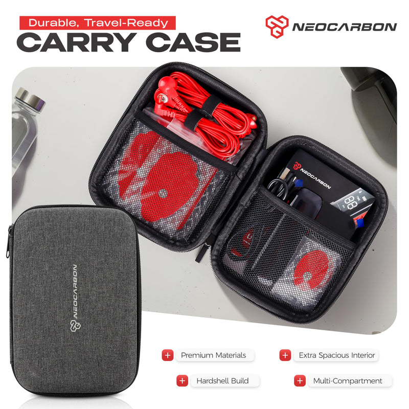 NEOCARBON TENS Unit Muscle Stimulator Slim for Pain Relief, Red | Versatile & Drug-Free Pain Relief, Ultra-Slim & Lightweight, All-in-One Pulse Massager & Muscle Stimulator Kit