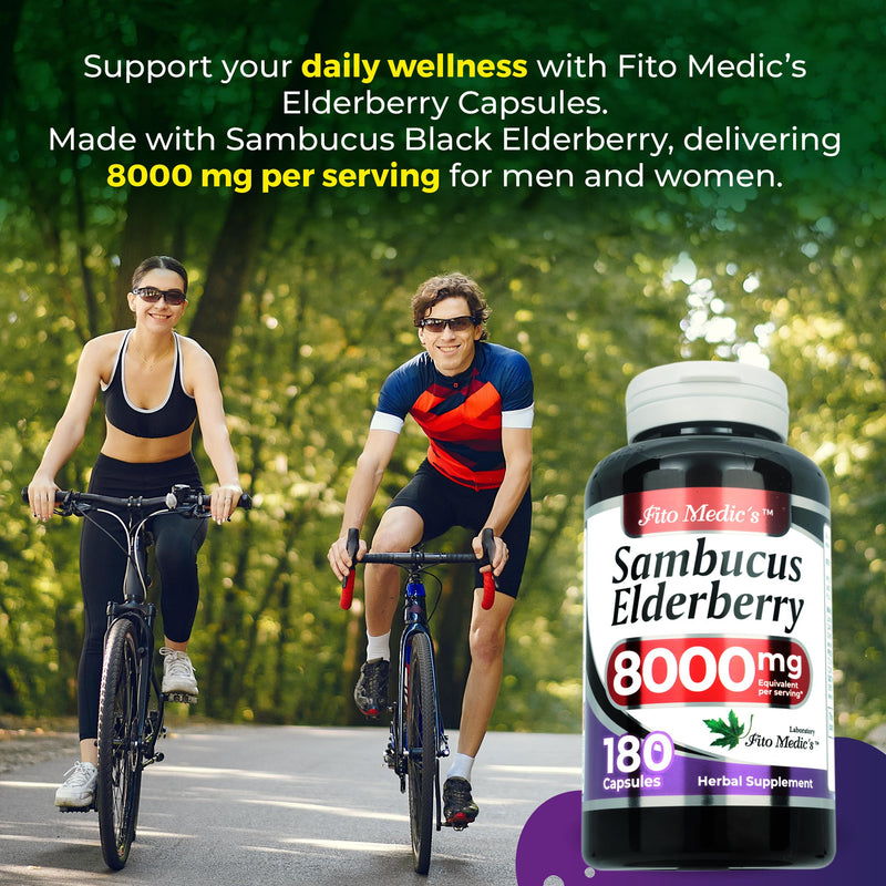FITO MEDIC'S Lab Elderberry Supplement, Sambucus Black Elderberry, 180 Capsules