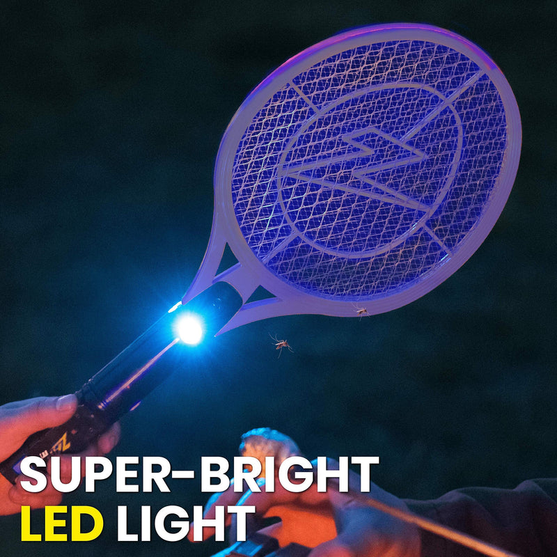 [Australia] - ZAP IT! Bug Zapper Rechargeable Electric Fly Swatter Racket, 4,000 Volt, USB Charging Cable Mini Blue 