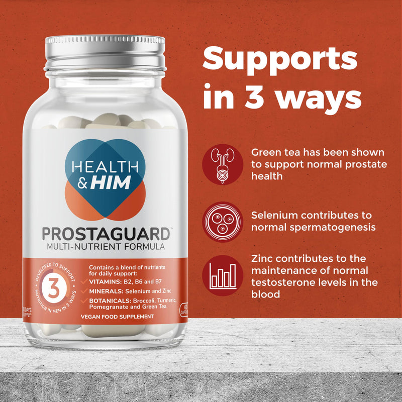 Health & Him Prostaguard Supplements for Men - 1 Month Supply, 60 Capsules - with Polyphenol Blend, Turmeric, Selenium & Zinc, Vegan, Gluten Free 60 count (Pack of 1)