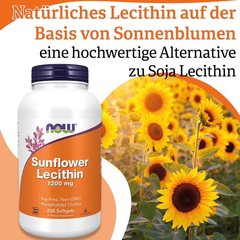 [Australia] - Now Foods, Sunflower Lecithin, 1,200 mg, 200 soft capsules, laboratory tested, gluten-free, soy-free 403.37 g (pack of 1) 