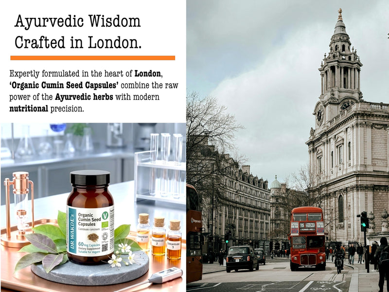 DR WAKDEs Organic Cumin Seed Capsules I 60 Veg Capsules I Herbal Supplement I Vegan Friendly I Ayurveda