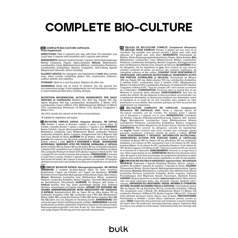 Bulk Complete Bio-Culture, Probiotic Capsules, Pack of 180 180 count (Pack of 1)