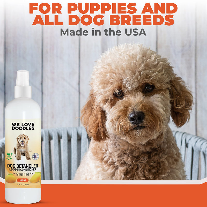 We Love Doodles 4-in-1 Lavender Shampoo, Conditioner & Detangler Bundle - Grooming & Tangle Remover Spray (Mango) - Made in USA - PawsPlanet Australia