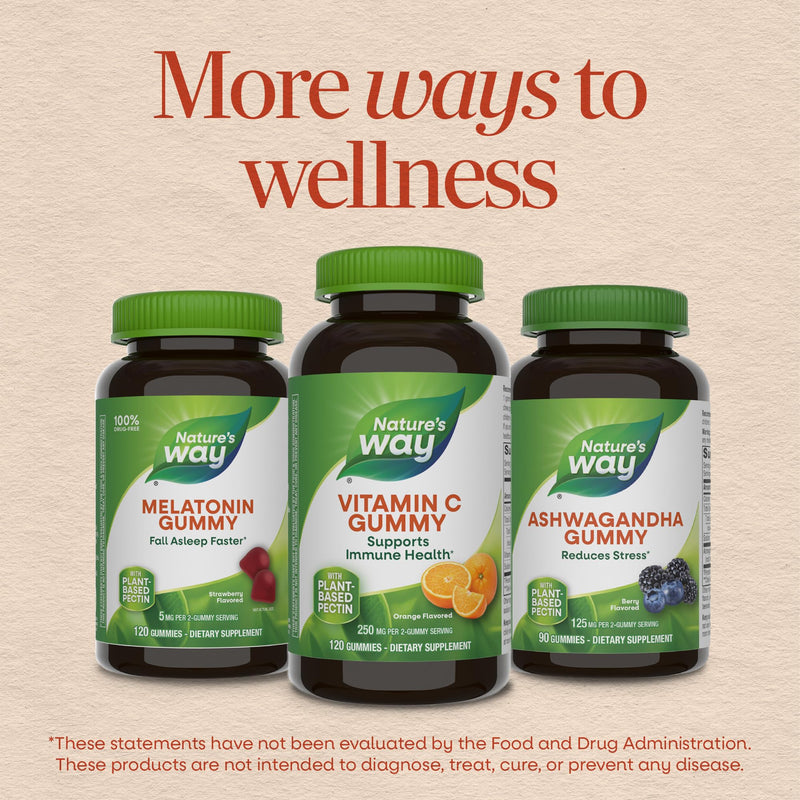Nature's Way Vitamin C Gummies, 250 mg per Serving, Orange, 120 ct | High Potency Antioxidant Vitamin C Gummies for Immune Support*, Dietary Supplement Supports Immune Function*, Orange Flavored 120 Count (Pack of 1)