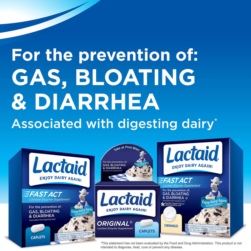 Lactaid Fast Act Lactose Intolerance Chewables with Lactase Enzymes, Vanilla, 60 Count (Pack of 1)