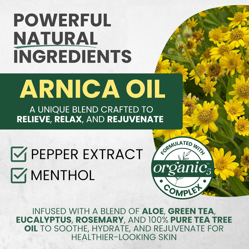 [Australia] - Sore Muscle Massage Oil for Massage Therapy with Arnica, Eucalyptus & Tea Tree Oil Blend for Deep Muscle Relief, Recovery, Softens Skin & Anti-Cellulite Massage for Professional & Home Use. Arnica & Eucalyptus 8 Fl Oz (Pack of 1) 