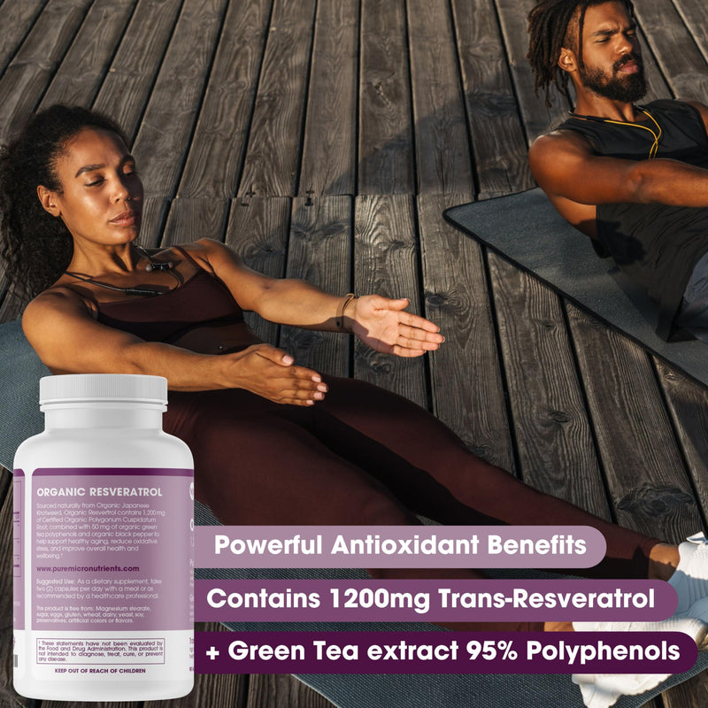[Australia] - Organic Resveratrol Supplement 1200mg - Extra Strength Formula for Anti Aging, Heart & Immune Health - 90 Vegan Capsules with 99% Trans-Resveratrol, Green Tea Leaf & Black Pepper 90 Count (Pack of 1) 