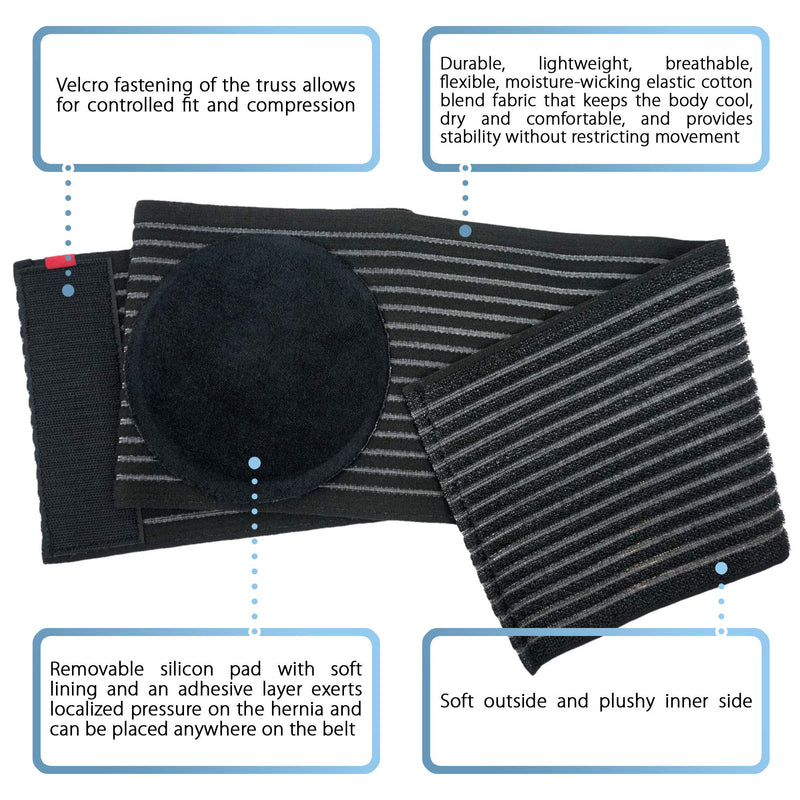 [Australia] - ORTONYX Premium Umbilical Hernia Belt for Men and Women / 6.25" Abdominal Binder With Hernia Support Pad - Navel Ventral Epigastric Incisional and Belly Button Hernias - Black OX5241-L/XL L/XXL (33"-52") 