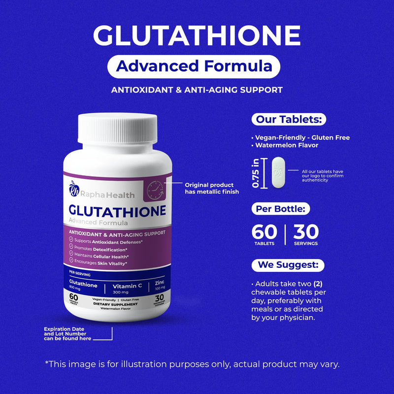 Twin Pack Glutathione Enhanced with Vitamin C & Zinc | Advanced Antioxidant & Immune Support | Detox & Skin Health Formula | 120 Tablets - Two (2) Month Supply 60 Count (Pack of 2)