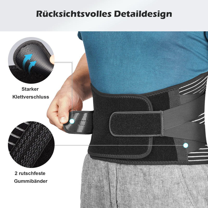 [Australia] - FREETOO back bandage with support struts, adjustable tension straps and breathable nylon fabric, ideal for work protection, relieves the strain on the back muscles and for posture correction, L (waist 95-115 cm). 