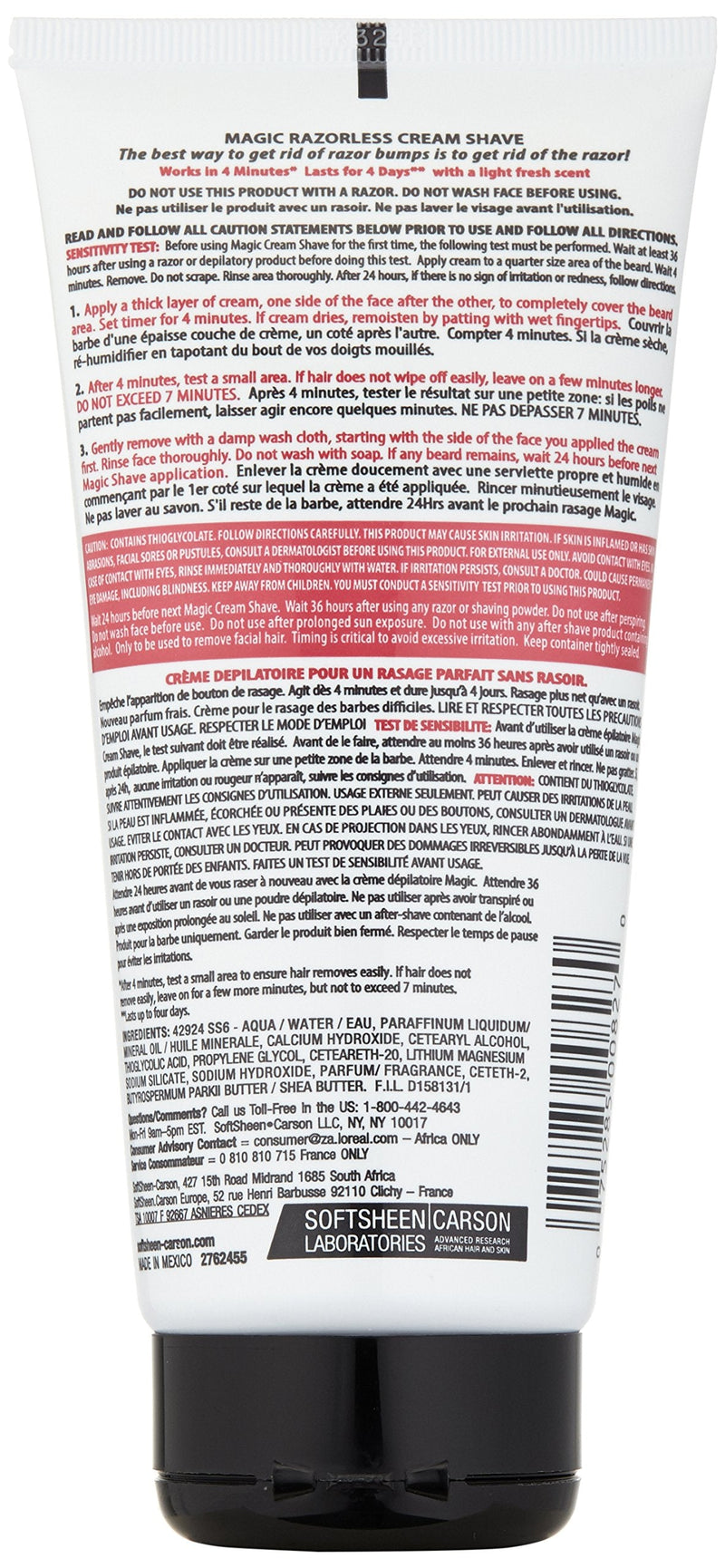 SoftSheen-Carson Magic Razorless Shaving Cream, Hair Removal Cream for Body Hair, Extra Strength Depilatory Cream, Works in 4 Minutes for Coarse Hair, 6 oz (Pack of 2) 6 Ounce (Pack of 2)