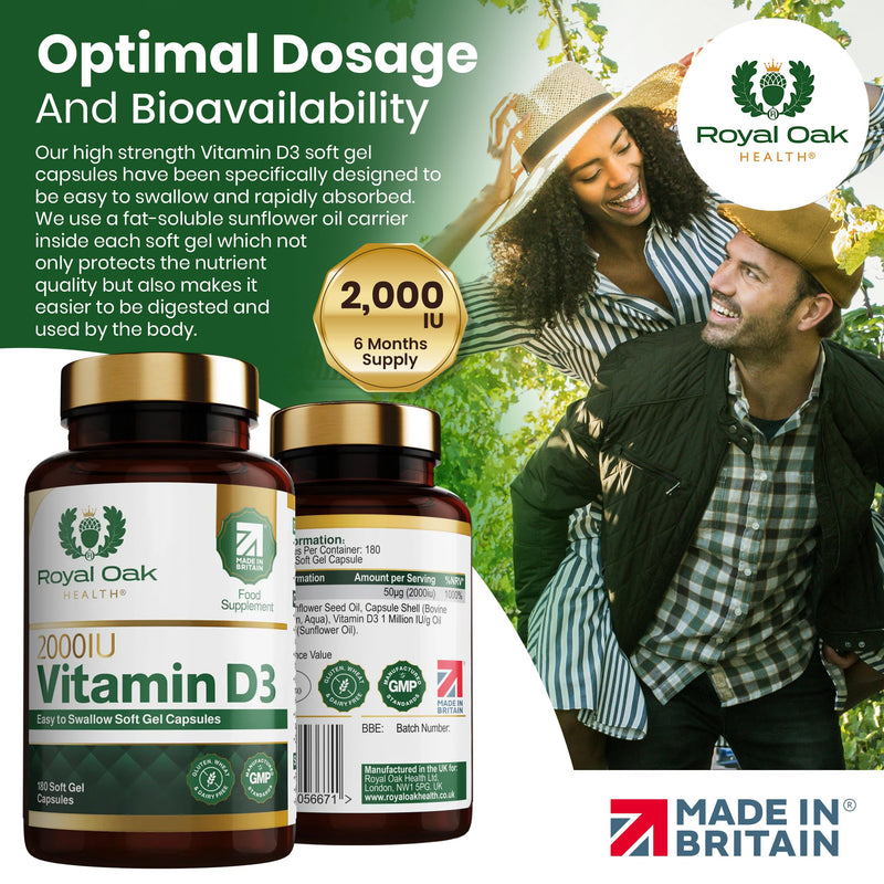 Vitamin D3 (Cholecalciferol) - High Strength Easy to Swallow Vitamin D Tablet Alternative Supplement for Immune, Muscle, Bones & Teeth (Vitamin D3 2000iu 180 Soft Gel Capsules) Vitamin D3 2000iu 180 Soft Gel Capsules