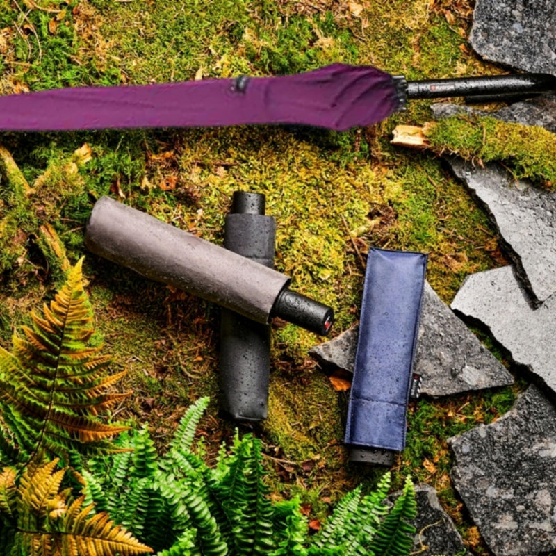 Knirps A.760 Curved Handle Automatic Rain Umbrella for Adults – 42" Canopy, Polyester Case Included Violet