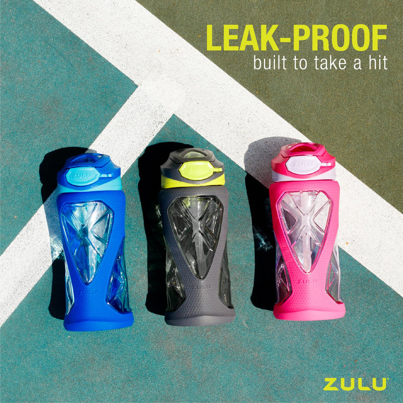 [Australia] - ZULU Torque 16oz Plastic Kids Water Bottle with Silicone Sleeve and Leak Purple Single 