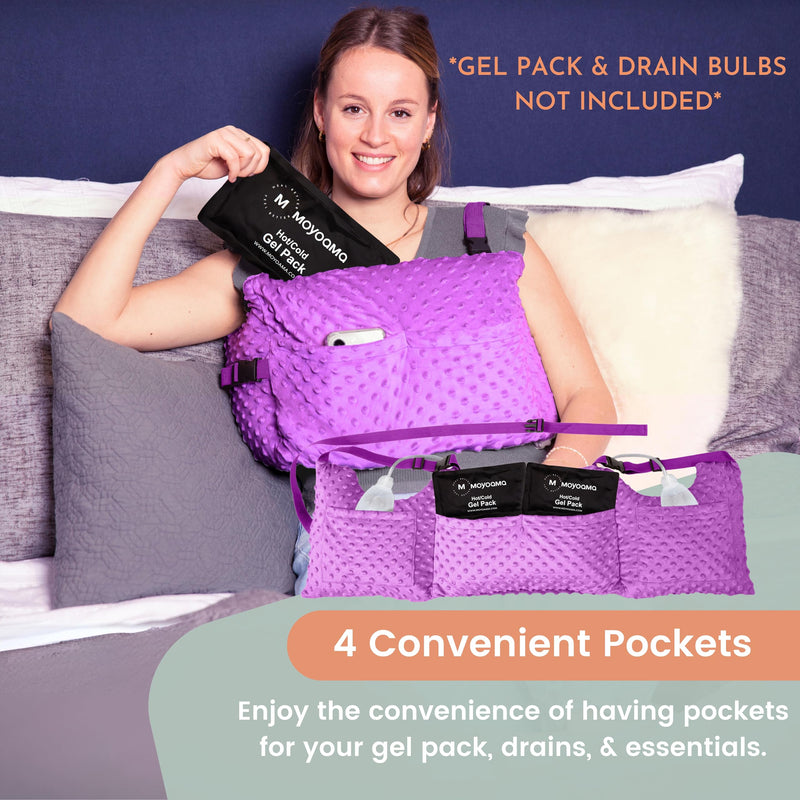 [Australia] - MOYOAMA Post Mastectomy Pillow – Hands-Free Protection with Secure Strap & Easy-Clean Washable Cover Breast Surgery Must Haves,Breast Reduction Recovery Supplies,Breast Augmentation,Post Op Essentials Field Lavender 