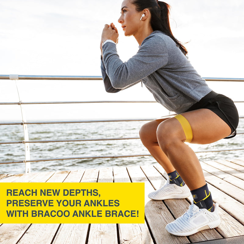 [Australia] - Bracoo FS60 Ankle Brace Pack of 2, Adjustable Ankle Bandage, Professional Ankle Brace for Plantar Fasciitis, Arthritis, ACL, Joint Pain, Heel Spurs, Black, S/M S/M 